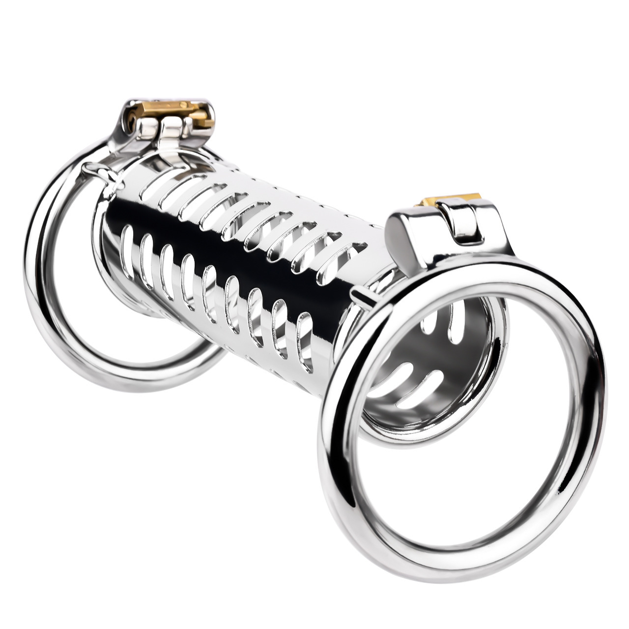 LustLink Duo Stainless Steel Duet Chastity Cage Locking Cock Ring-WeLovePlugs