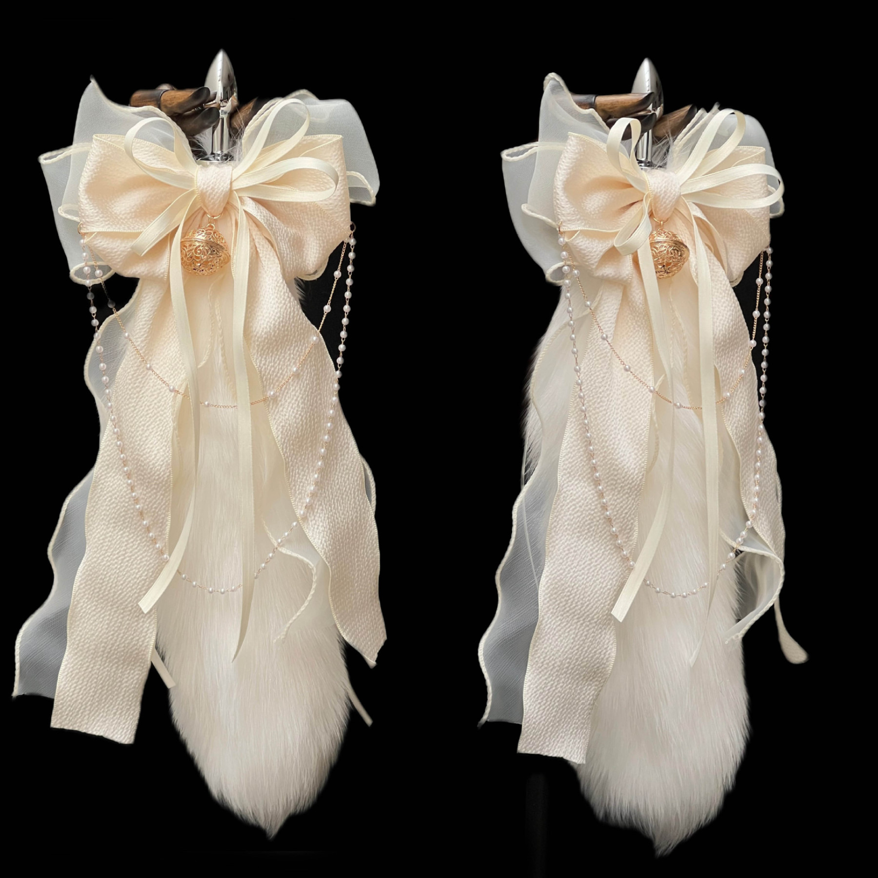 Luxury Fox Tail Plug Set – 15.7" Plush Tail With Pearl Chain & Interchangeable Plug Heads - image 14