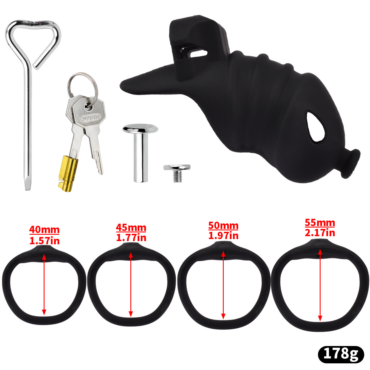 Premium Silicone Chastity Cage with Urethral Tube-WeLovePlugs