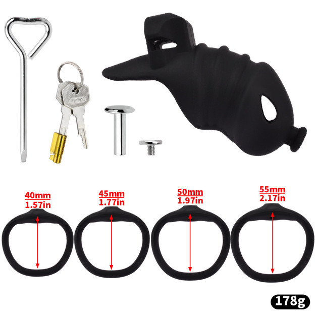 Premium Silicone Chastity Cage with Urethral Tube-WeLovePlugs