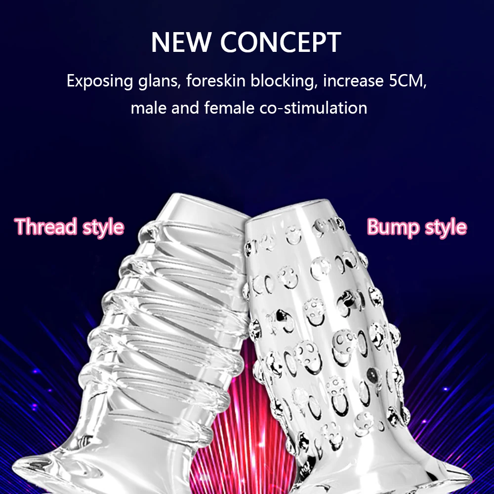 Reusable Penis Cock Sleeve Silicone Enlargement Sex Toys -WeLovePlugs