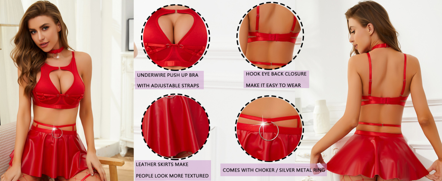 Seductive O-Ring Skirt Lingerie Set