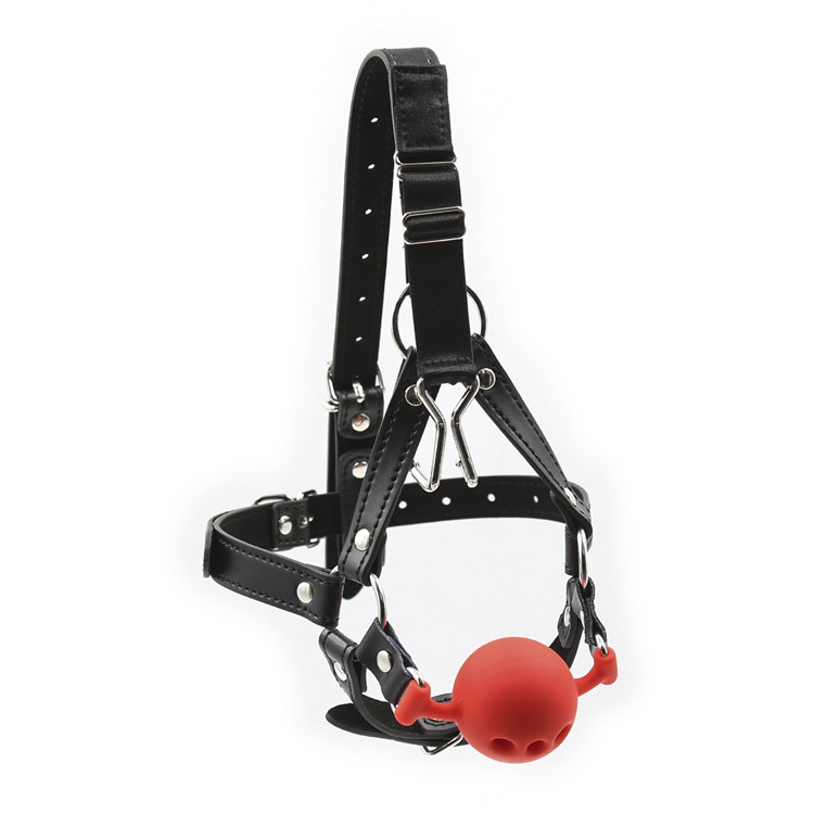 Adjustable Breathable Mouth Ball Gag with Nose Hook BDSM Control