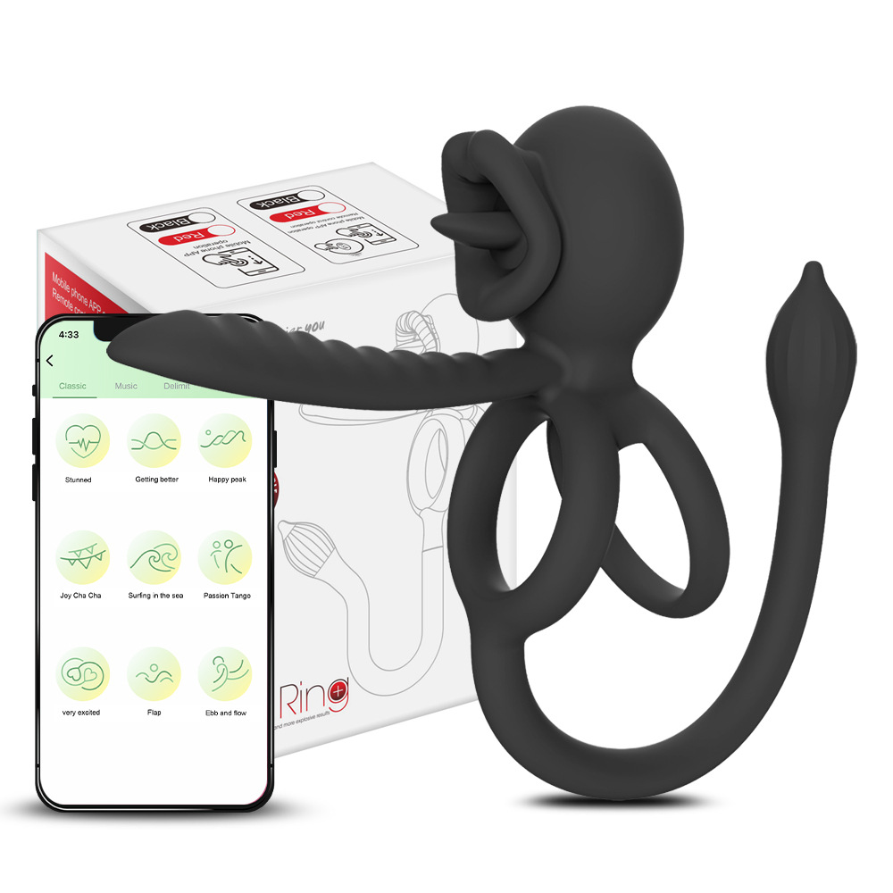 3-in-1 Couple Vibrator with App Control – Cock Ring & Anal Plug & Dildo