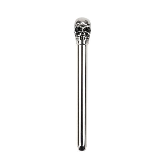 Male Penis Urethral Sound Stainless Steel Skull Head - Silver - image 2