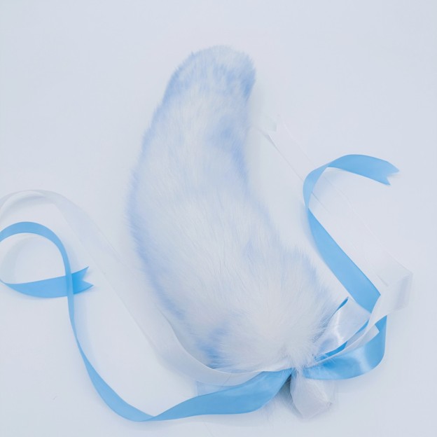 Ice Glacier Blue Handmade Detachable Plug Fox Tail - 40cm - image 2