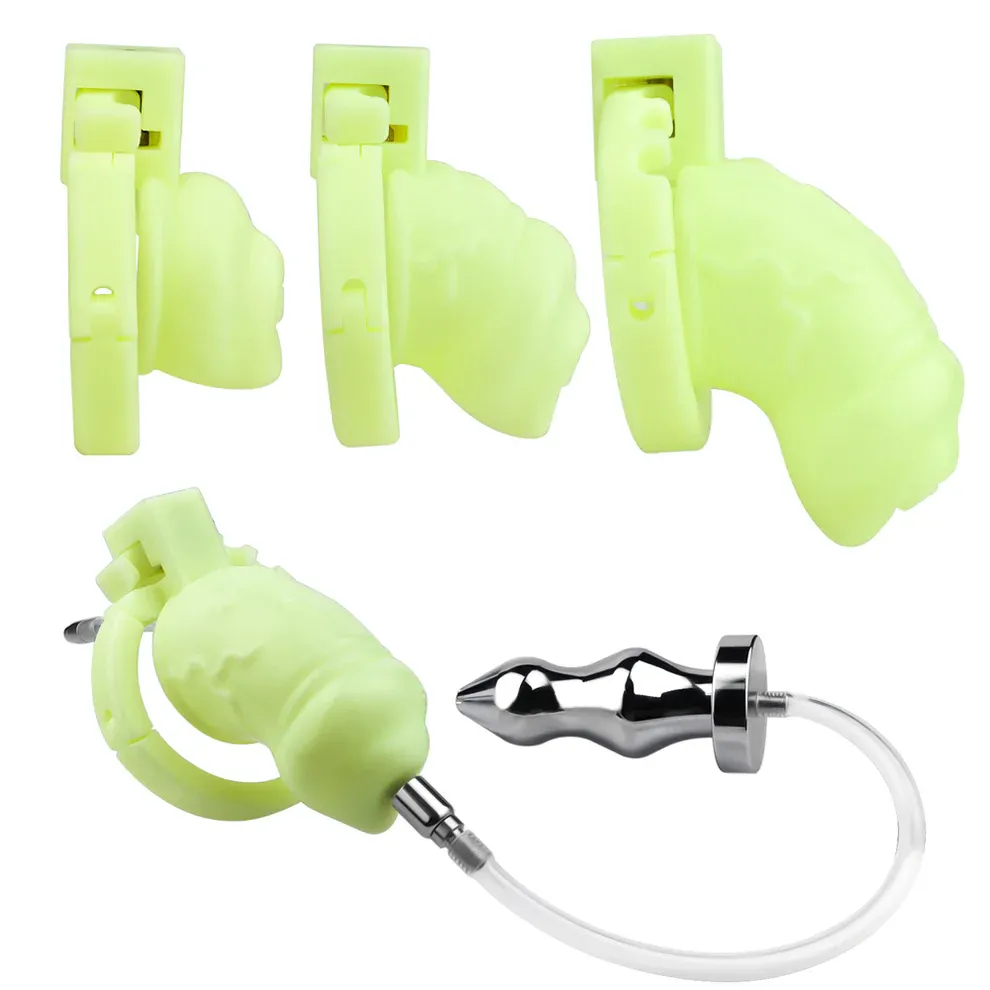 Adjustable Handcuff Resin Chastity Cage with Urethral Cathedral Tube-WeLovePlugs