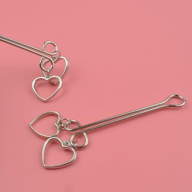 Silver Heart Nipple Clip Ring 