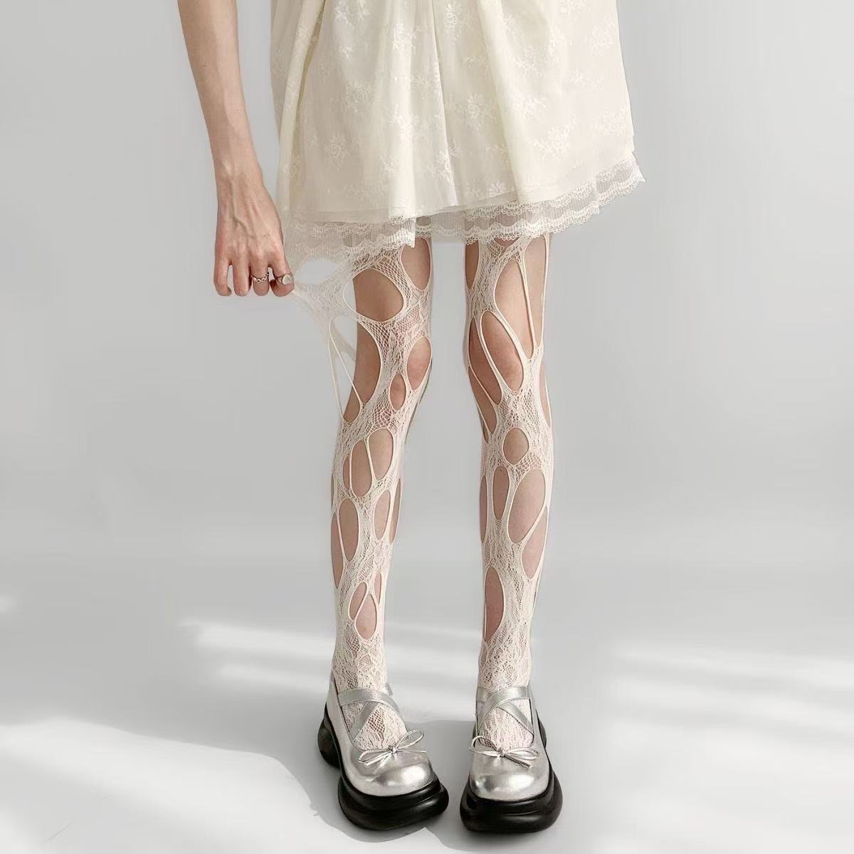 Gothic Ripped Fishnet Tights Stocking – Edgy & Bold for Night Outs-WeLovePlugs
