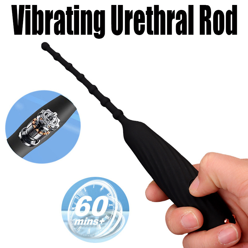 7.87'' Vibrating Urethral Sound With Four Smooth Beads-WeLovePlugs