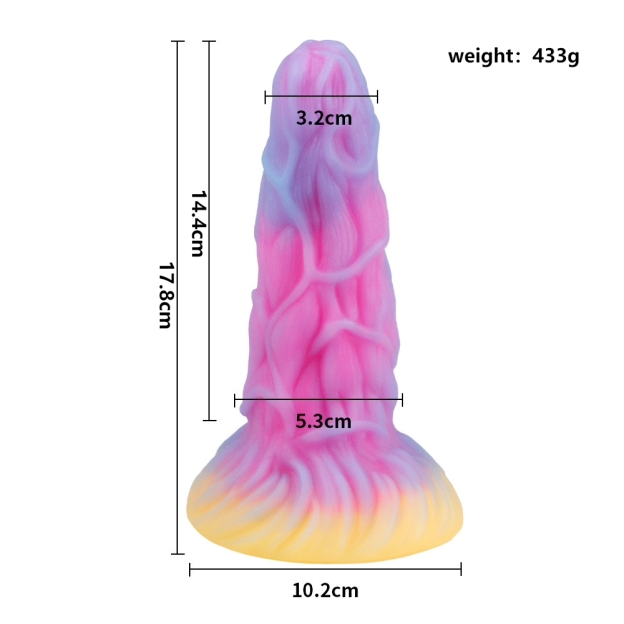 7.08'' Fantasy Monster Dildo with Multi-Texture Design & Glow-in-the-Dark Effect - Multicolor - image 4