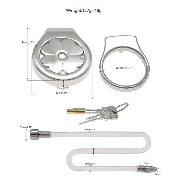 Flat Stainless Steel Chastity Cage with Long Hollow Urethral Tube - 45mm + Thick Tube - image 11