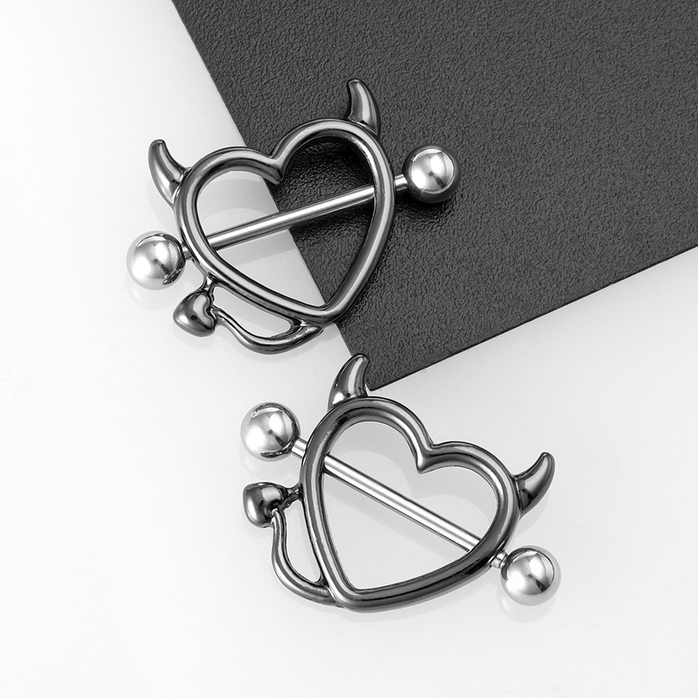 Hear Shape Demon Horn Nipple Piercing Ring -WeLovePlugs