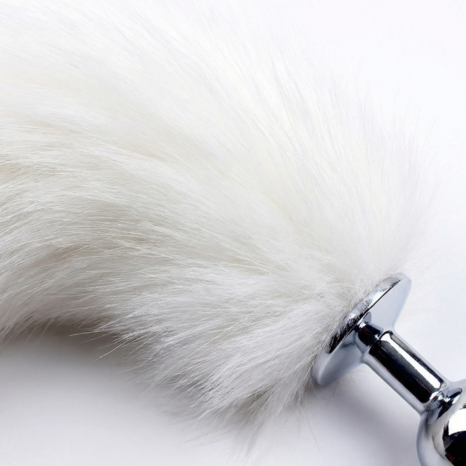 White Fox Tail Butt Plug • 18.1 Inch Tail - image 2