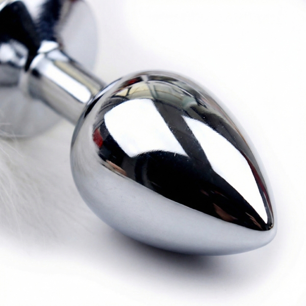 White Fox Tail Butt Plug • 18.1 Inch Tail - image 6