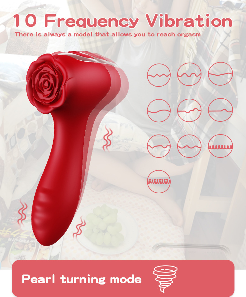 Rose Bead Vibrator Clit Licking Toy-WeLovePlugs