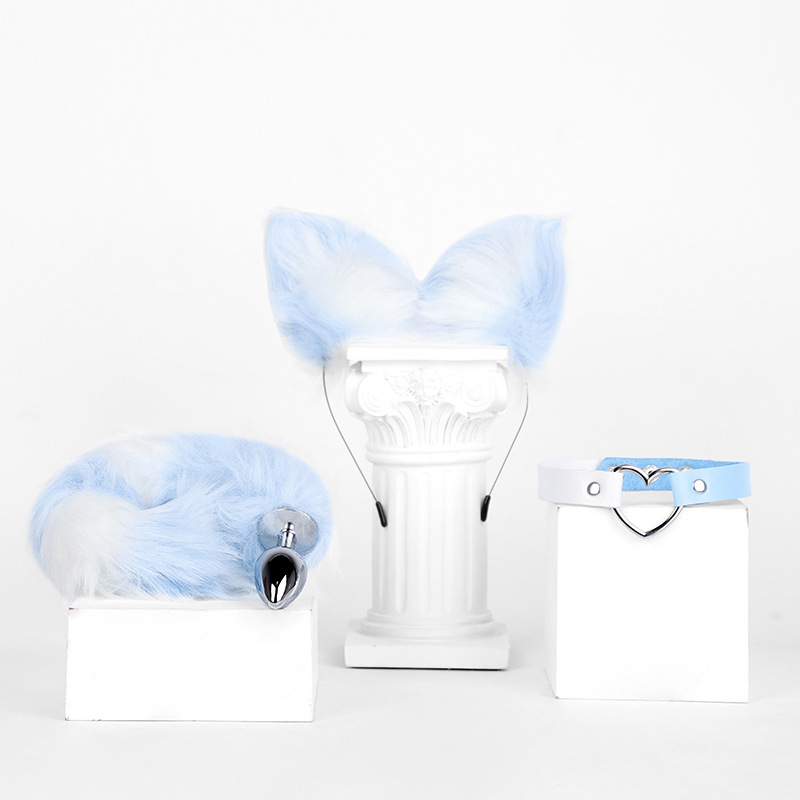 Three-piece Fox Tail Costume Set - Blue & White - image 11