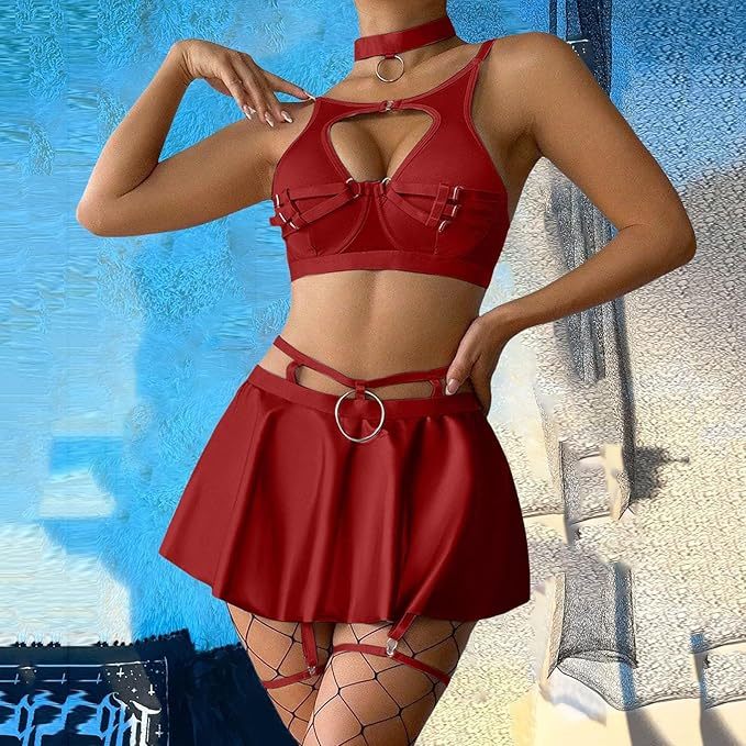 Seductive O-Ring Skirt Lingerie Set