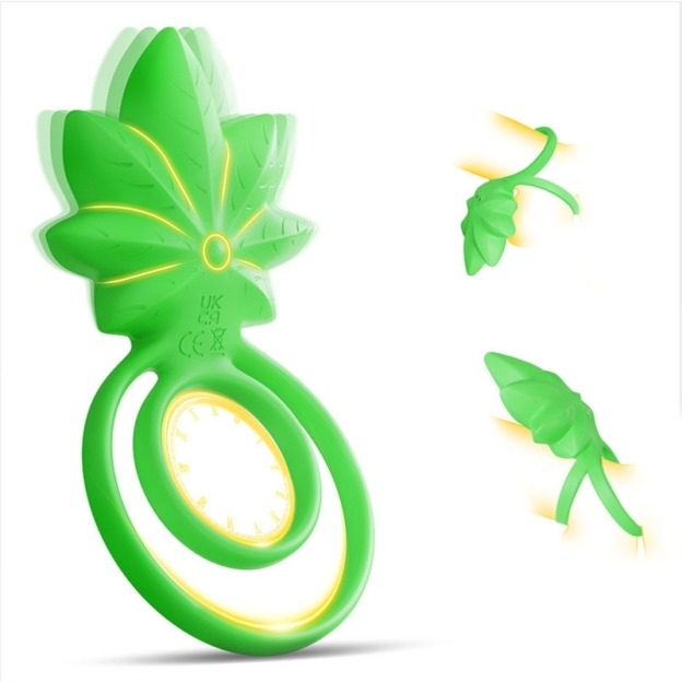 Weed Shape Dual-Ring Vibrator – Leaf-Designed Couples' Cock Ring-WeLovePlugs