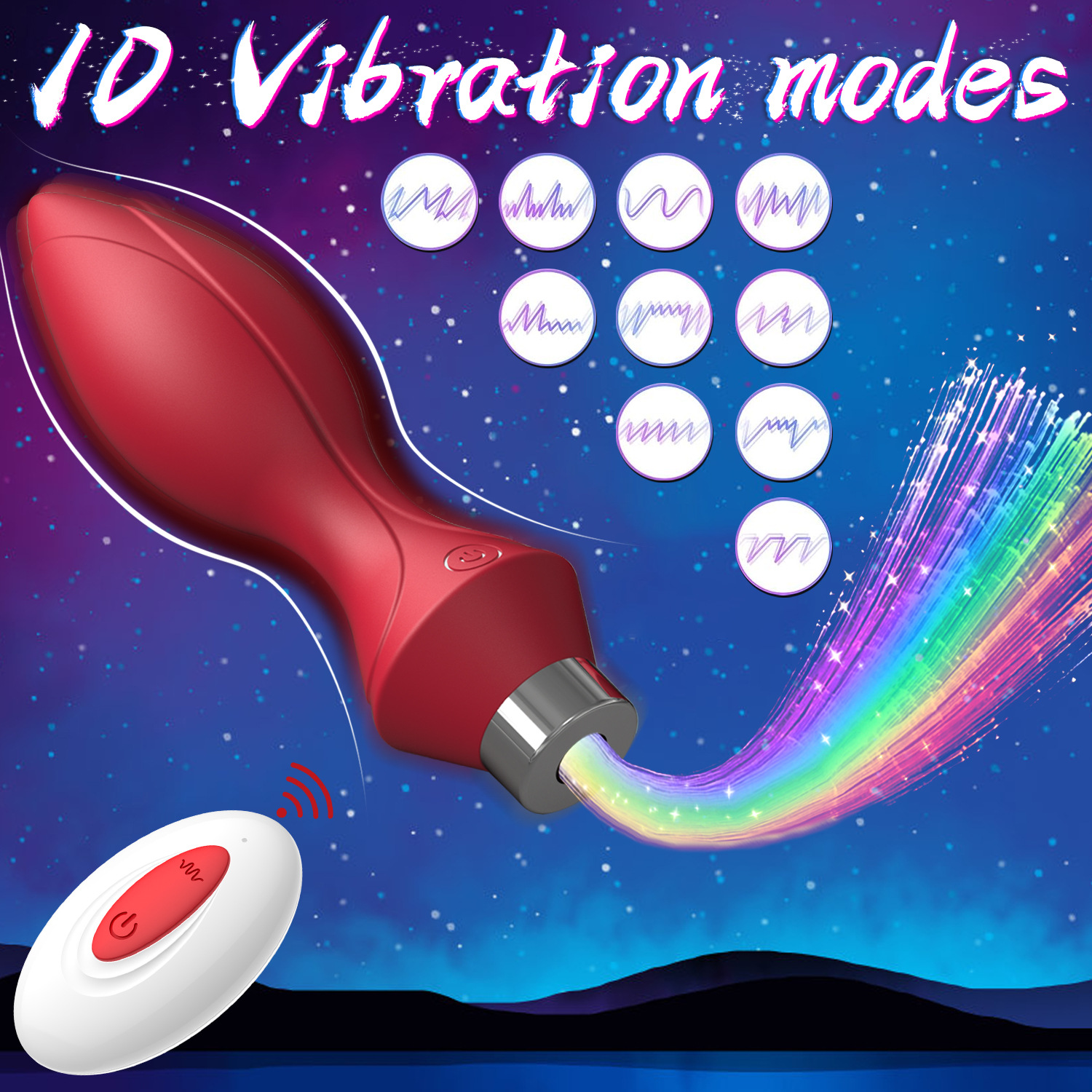 7 Types Of Led Light  Remote Control Rechargeable Butt Plug-WeLovePlugs