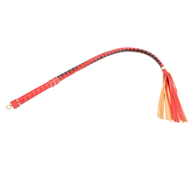 90cm Braided Single-tail Whip With Loose-strand Tip - Red & Black - image 5