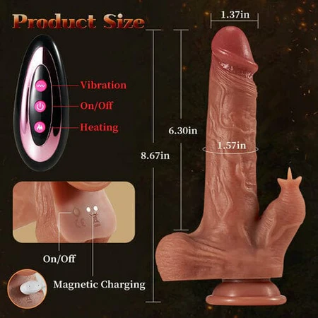 9 Vibrating Tongue Licking Heating Realistic Dildo-WeLovePlugs