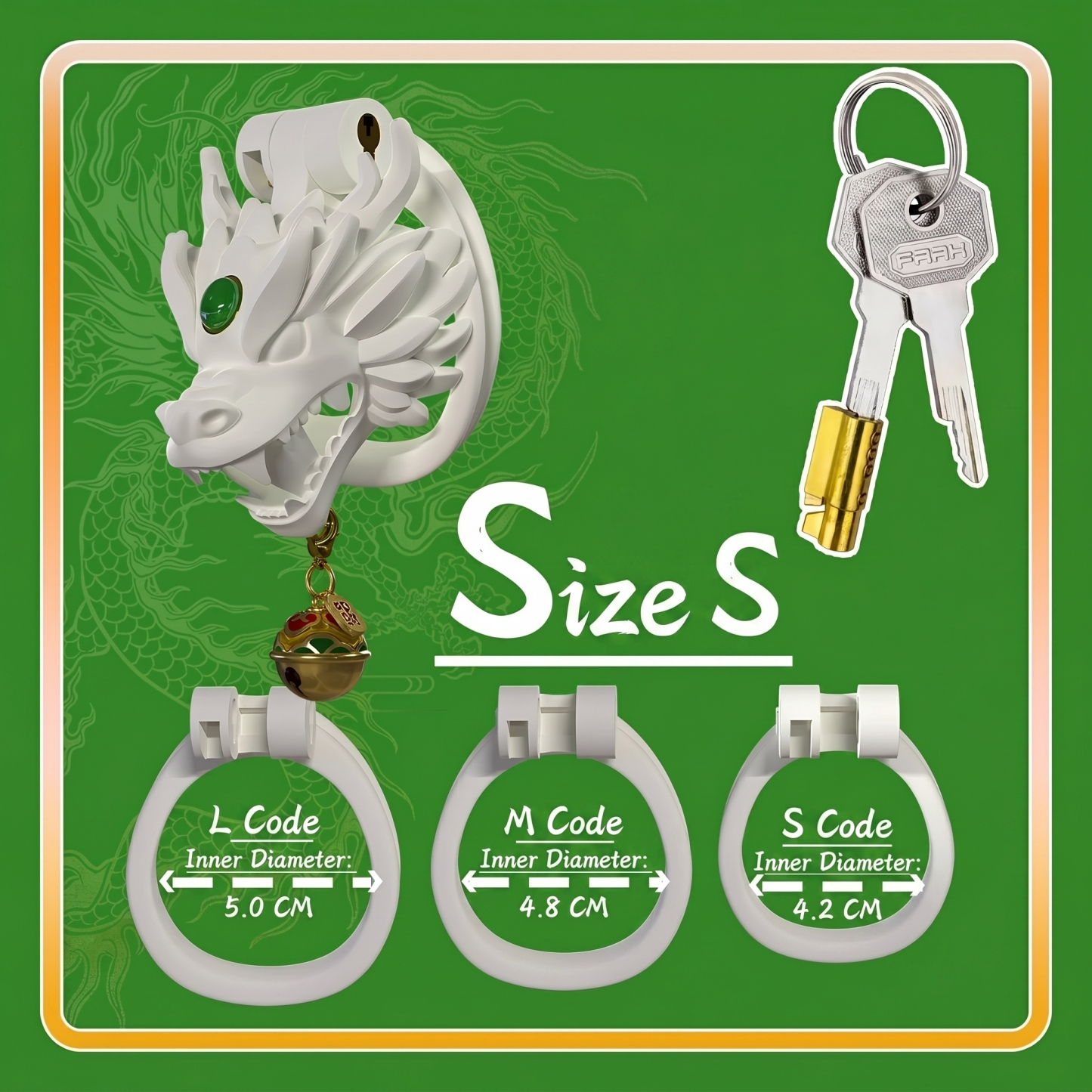 Dragon Guardian Bell Collar Chastity Cage - Green - S - image 7