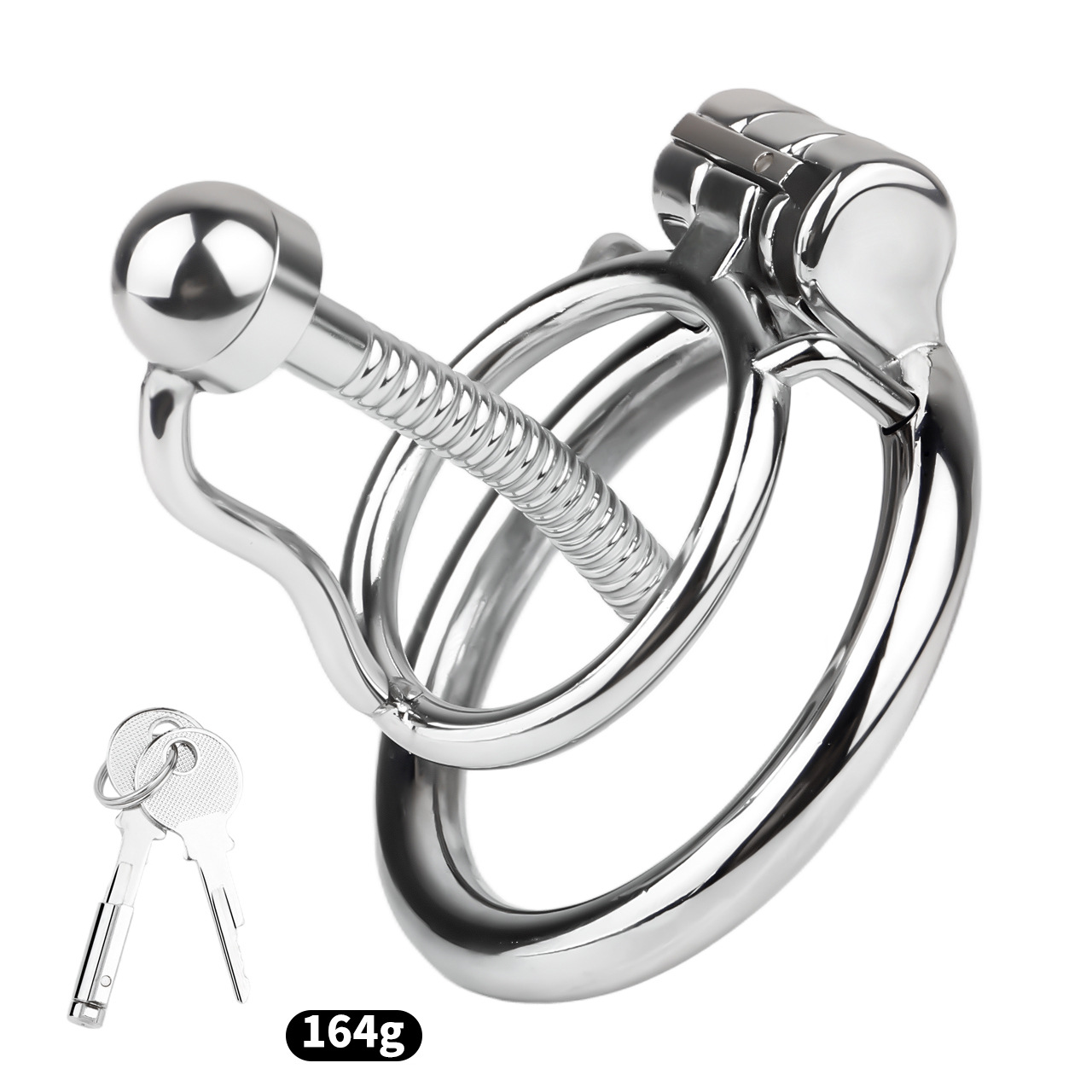 Stainless Steel Anti-escape Inverted Chastity Cage with Urethral Tube-WeLovePlugs