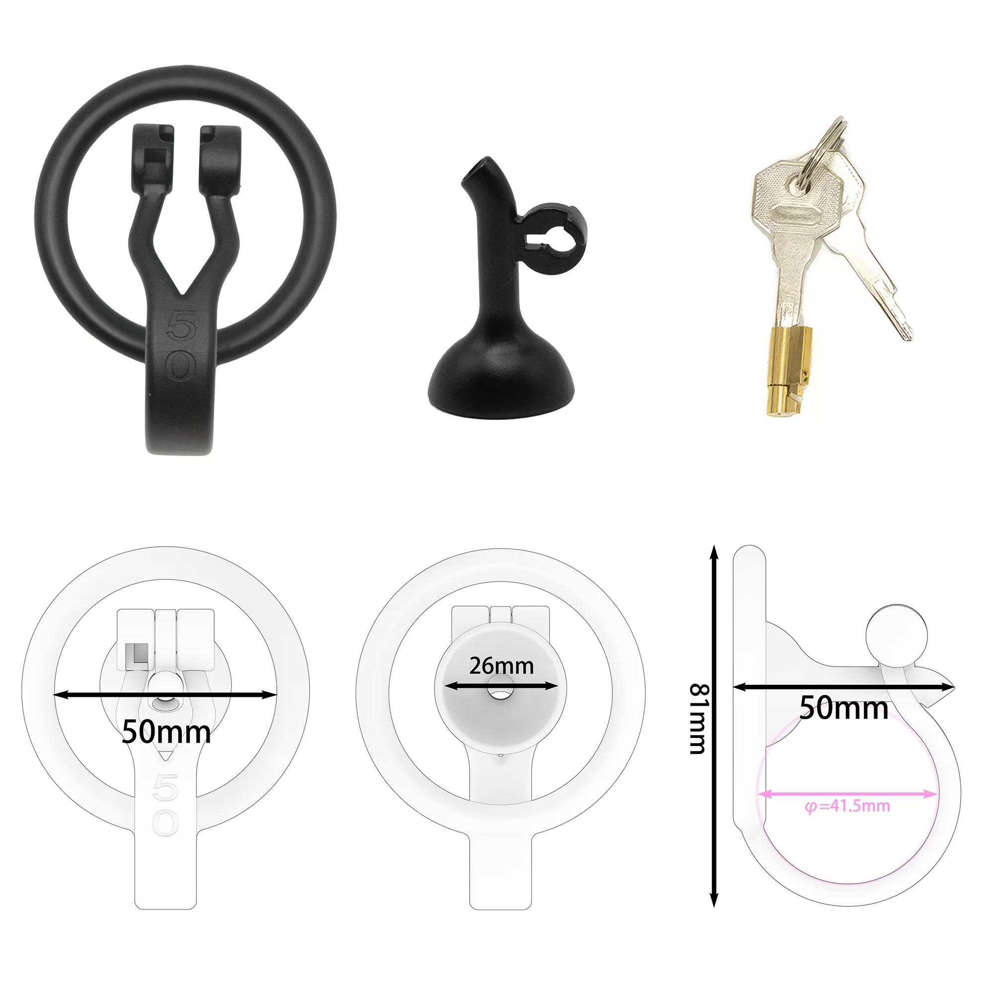 3D Printed Inverted Chastity Cage - Black - 50mm - image 5