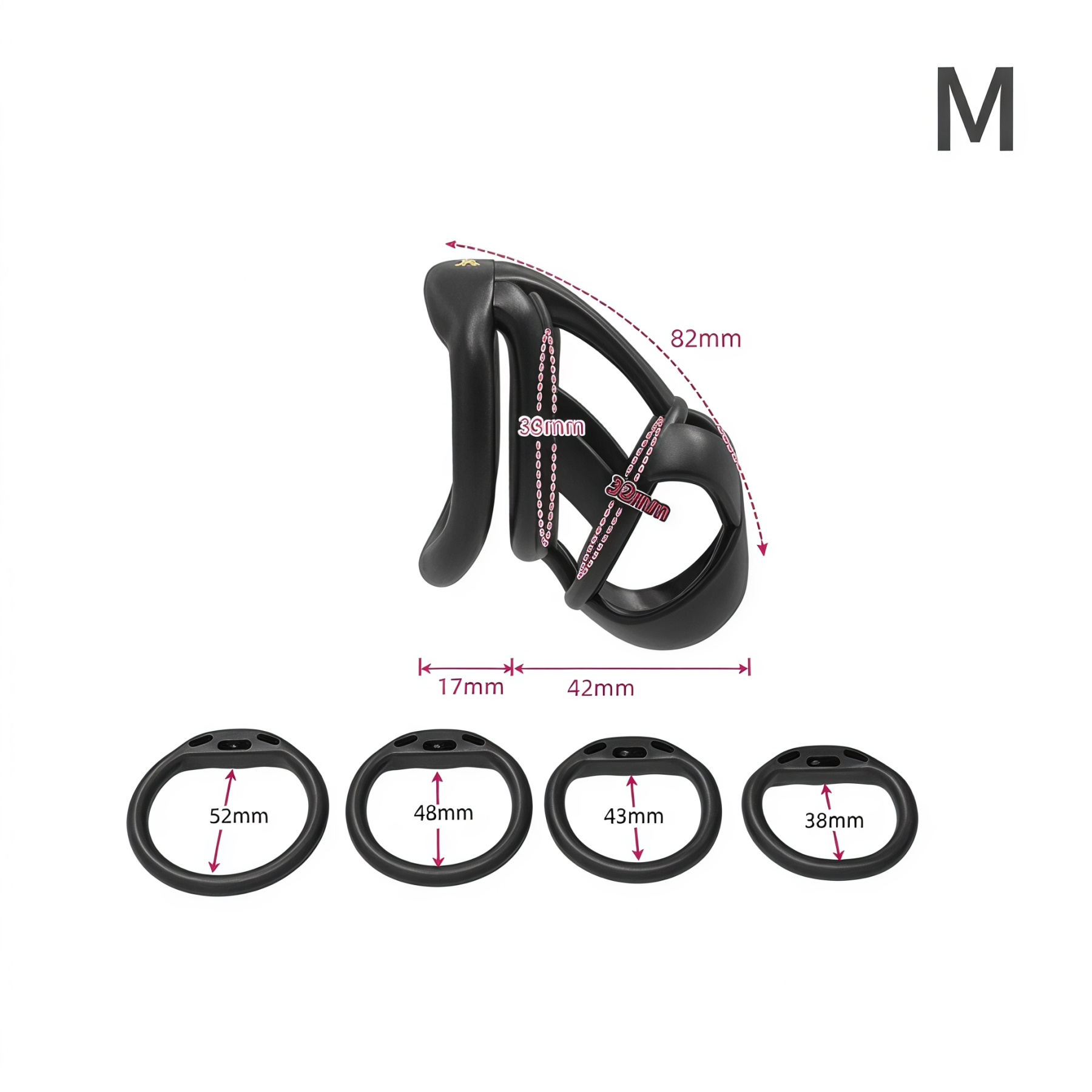 StealthCore Male Chastity Cage - Black M Flat Ring - image 3