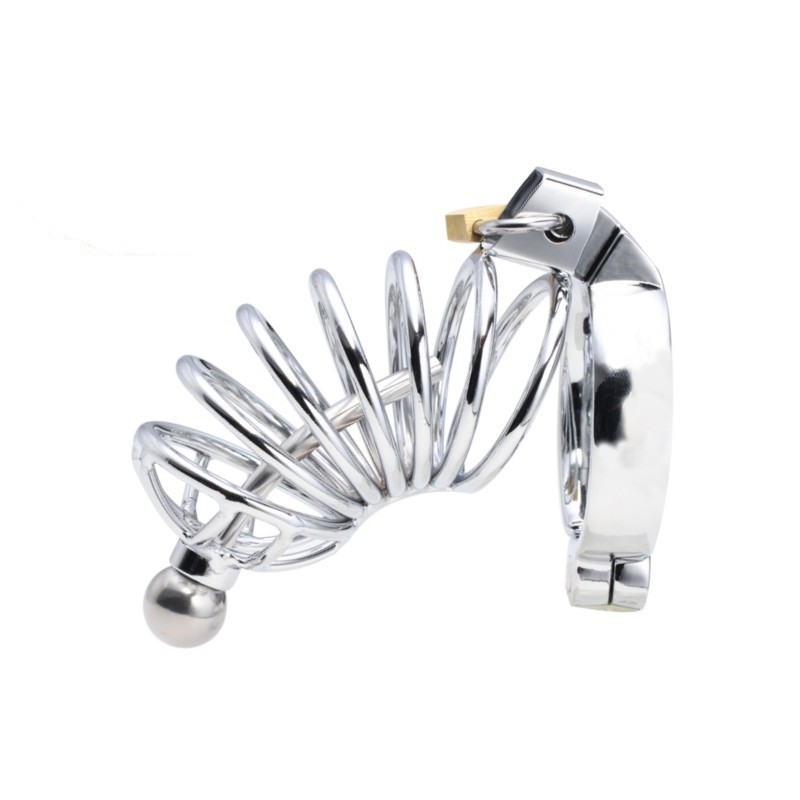 Deluxe Corkscrew Male Chastity Cage with Urethral Sound -WeLovePlugs