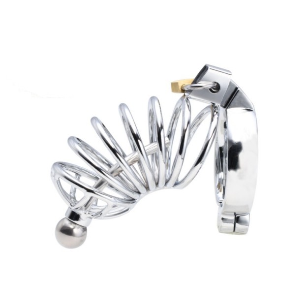 Deluxe Corkscrew Male Chastity Cage with Urethral Sound -WeLovePlugs