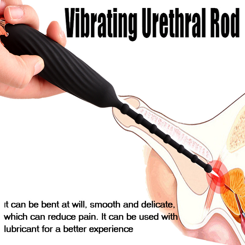 7.87'' Vibrating Urethral Sound With Four Smooth Beads-WeLovePlugs