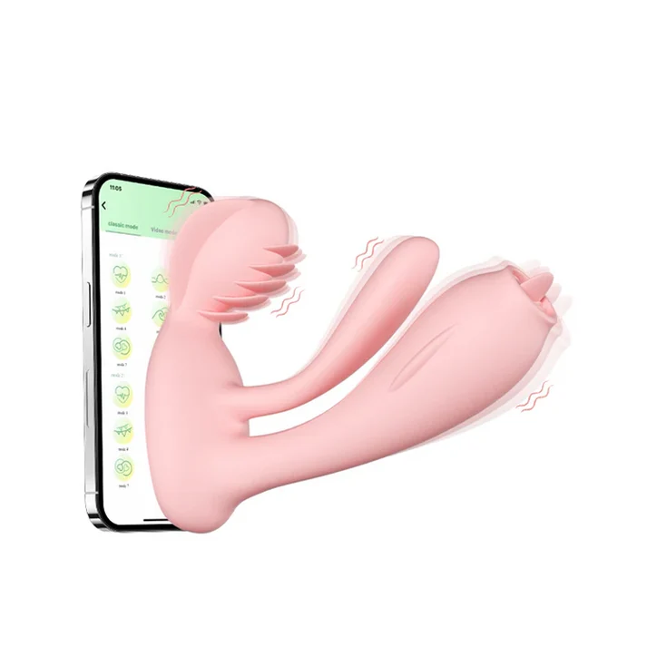 3-Motor Smart Rabbit Vibrator with App Control - Pink - image 4