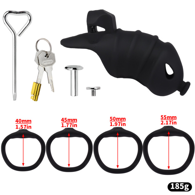 Premium Silicone Chastity Cage with Urethral Tube-WeLovePlugs