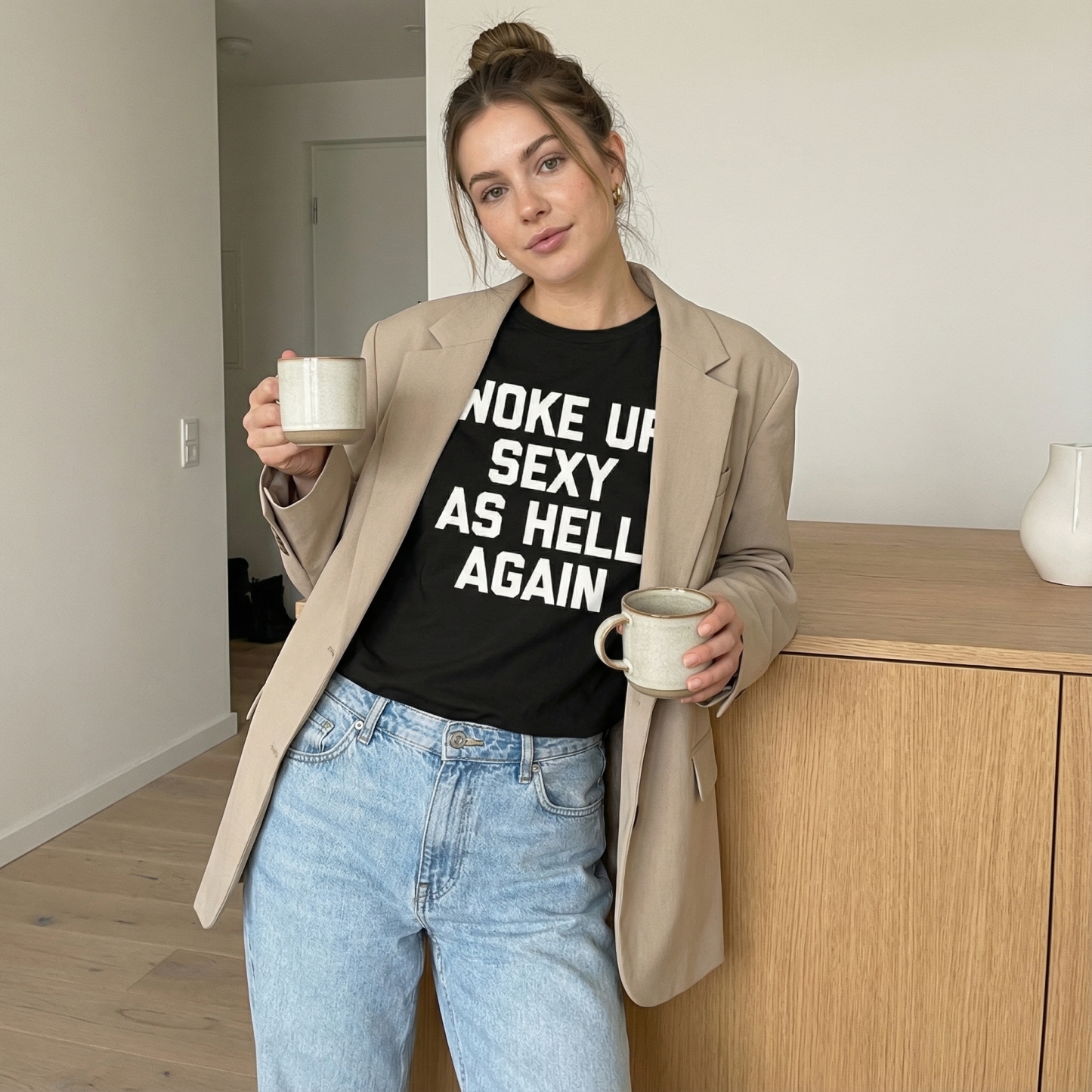 Woke Up Sexy As Hell Again Feeling Beautiful Self-Love Humor T-Shirt - image 7