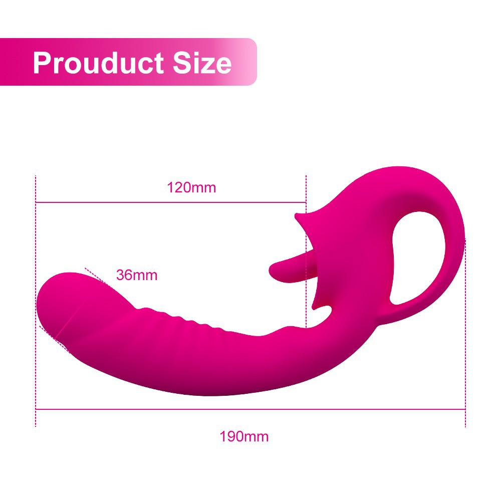 Waterproof Dildo Vibrator with Clit Licking Tongue – 10 Vibration Modes for Her-WeLovePlugs
