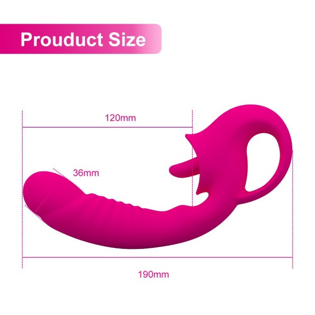 Waterproof Dildo Vibrator with Clit Licking Tongue – 10 Vibration Modes for Her-WeLovePlugs