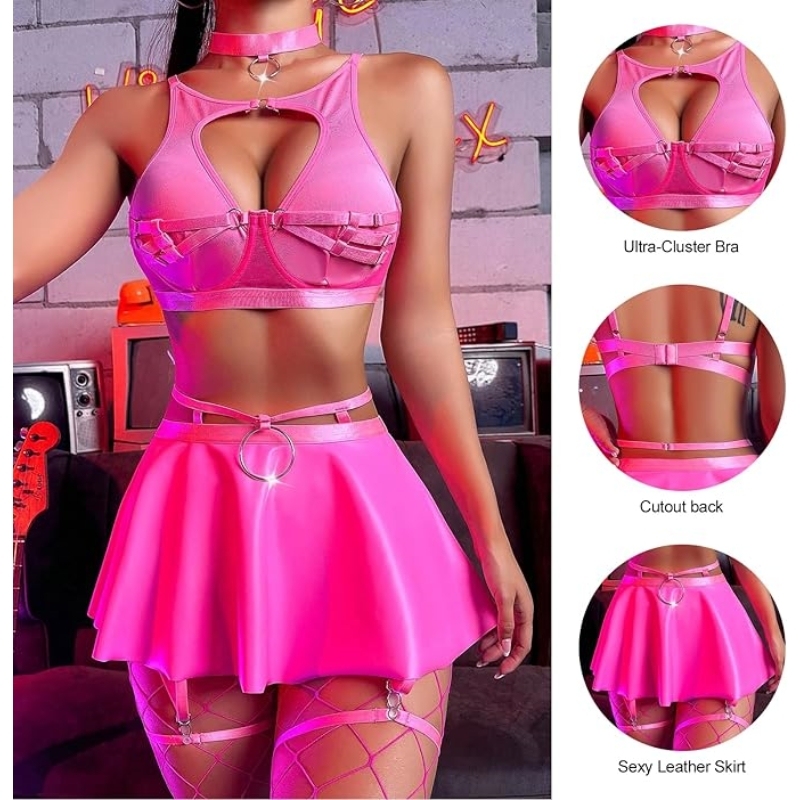 Seductive O-Ring Skirt Lingerie Set