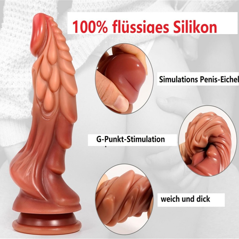 22cm Curved Silicone Dildo with Suction Cup - image 3