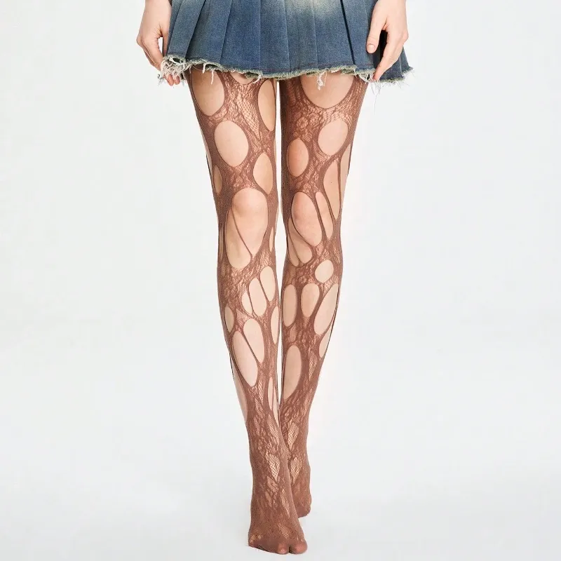 Gothic Ripped Fishnet Tights Stocking – Edgy & Bold for Night Outs-WeLovePlugs