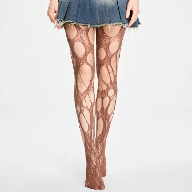 Gothic Ripped Fishnet Tights Stocking – Edgy & Bold for Night Outs-WeLovePlugs