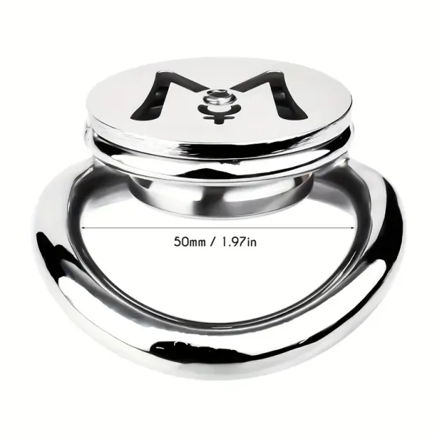 M-shaped Flat Stainless Steel Negative Inverted Chastity Cage Penis Lock Cage-WeLovePlugs