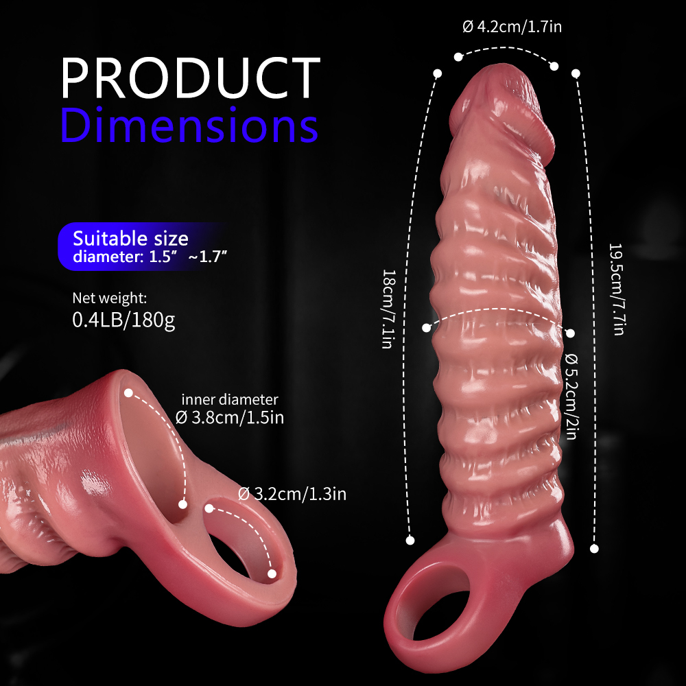 Textured Realistic Penis Sleeve - 7.7'' - image 6