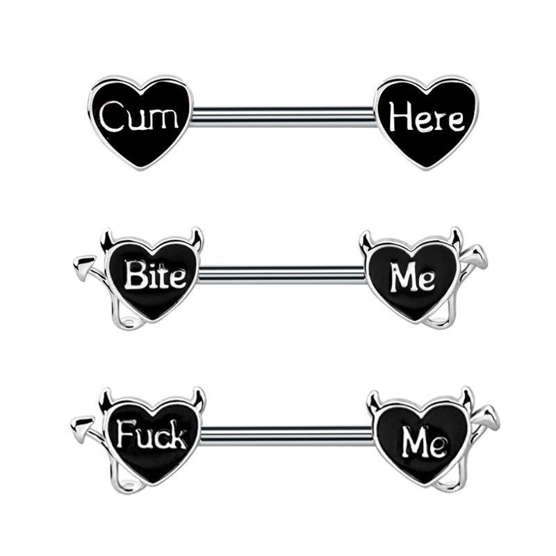 Hear Shape Fxxk Me Nipple Piercing Ring