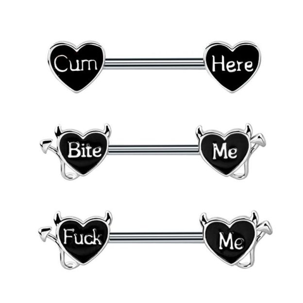 Hear Shape Fxxk Me Nipple Piercing Ring 