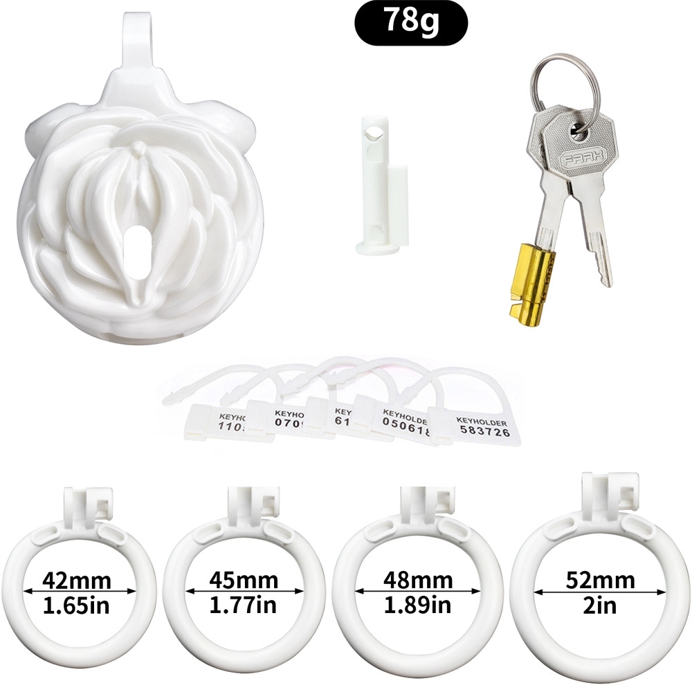 Sissy Chastity Cage with 4 Rings – Lightweight Resin Locking Device with 2 Keys, Invisible Wear for Long-Term Use-WeLovePlugs