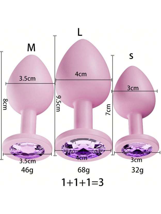 Crystal Diamond Anal Butt Plugs 3 Set 