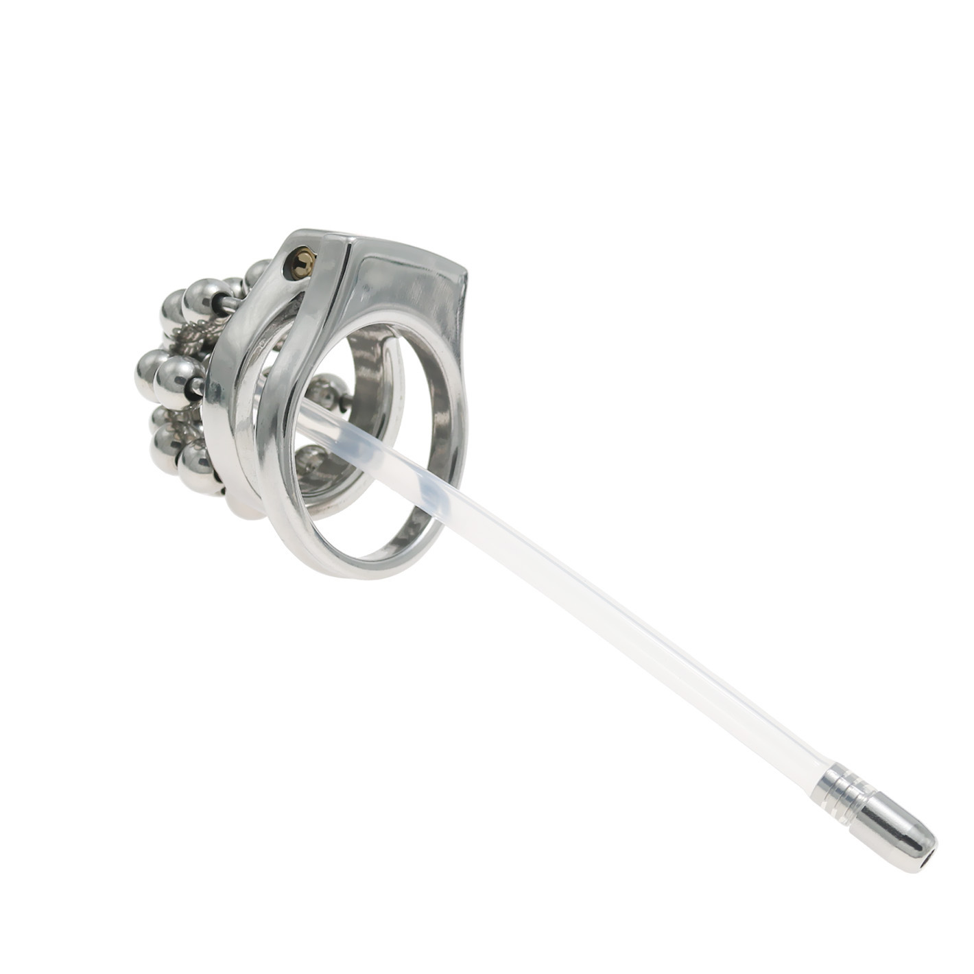 24-Bead Stainless Steel Chastity Cage with Urethral Tube-WeLovePlugs