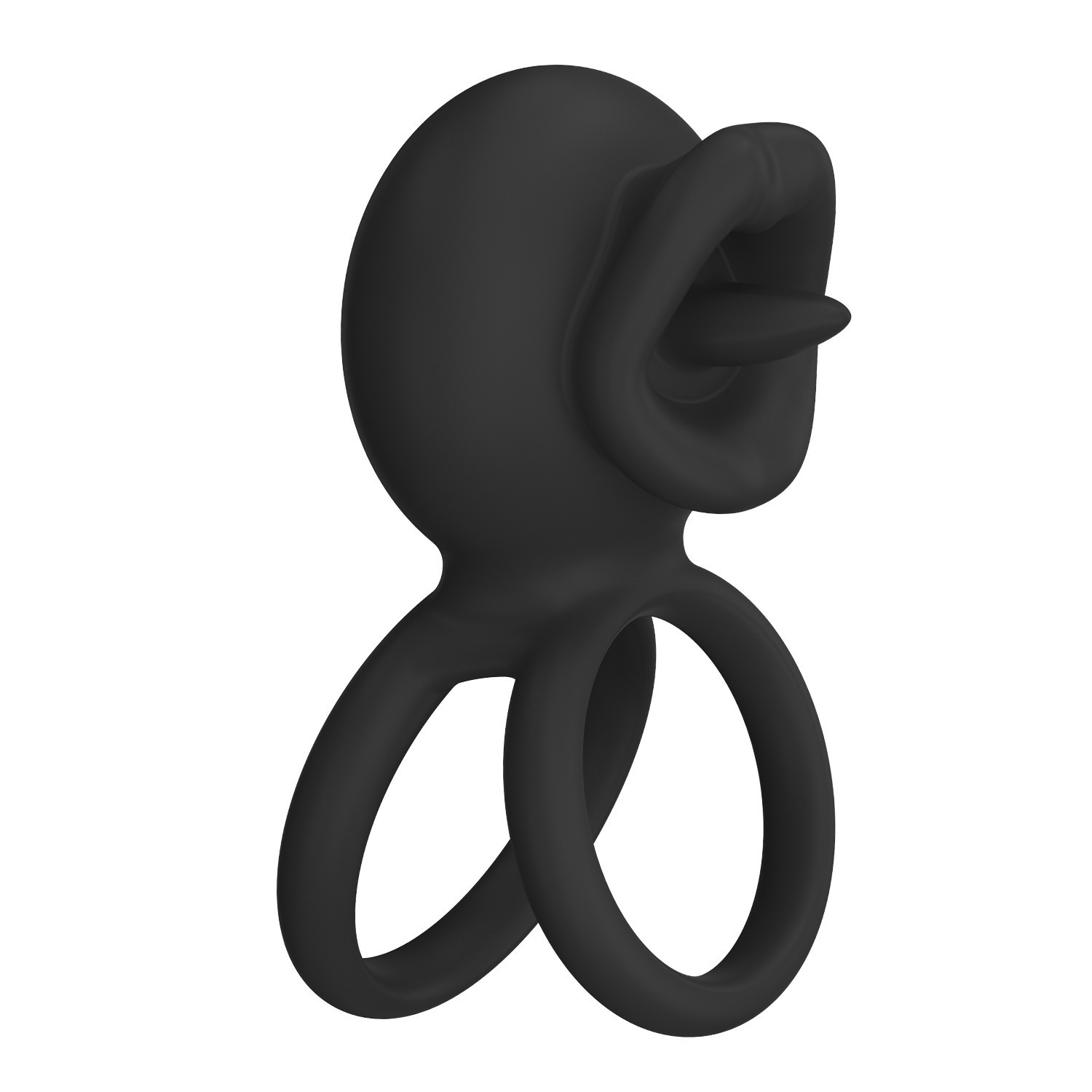 Kiss Lip Vibrating Cock Ring - Black - image 1